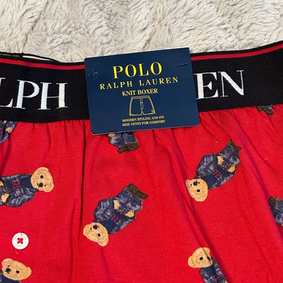 Polo Ralph Lauren Men's Polo Bear Boxers in Red Large - Picture 4 of 8